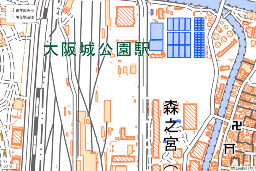 現在の「第3の拠点」周辺の地図（画像：国土地理院）