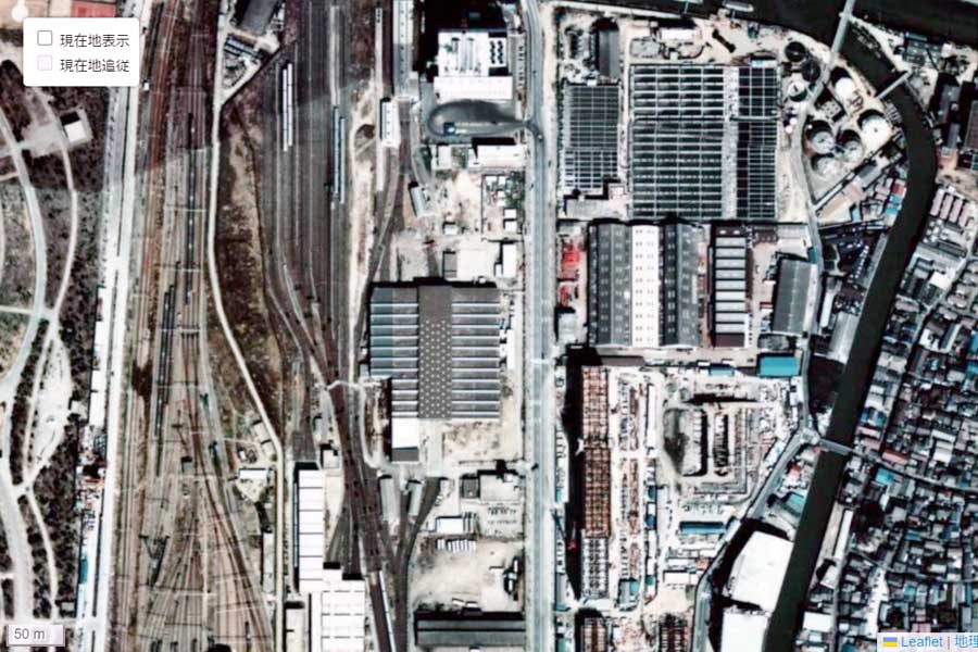 1975年頃に撮影された「第3の拠点」周辺の航空写真（画像：国土地理院）