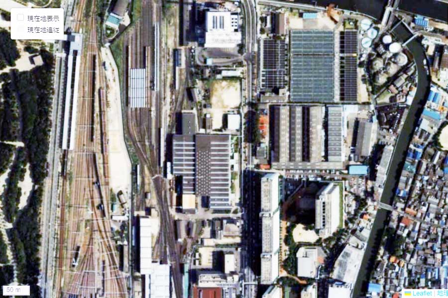 1985年頃に撮影された「第3の拠点」周辺の航空写真（画像：国土地理院）