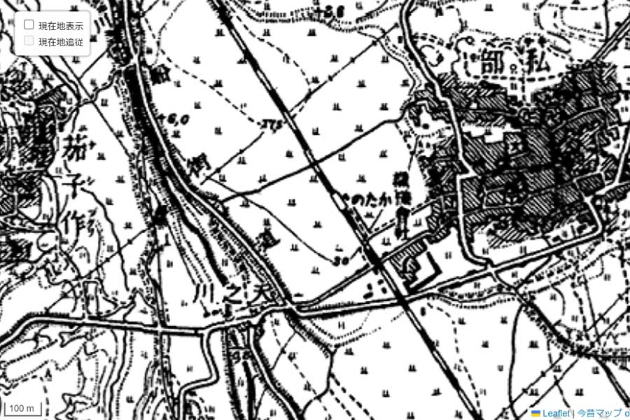 1930年頃の「交野市駅」周辺の地図（画像：国土地理院）