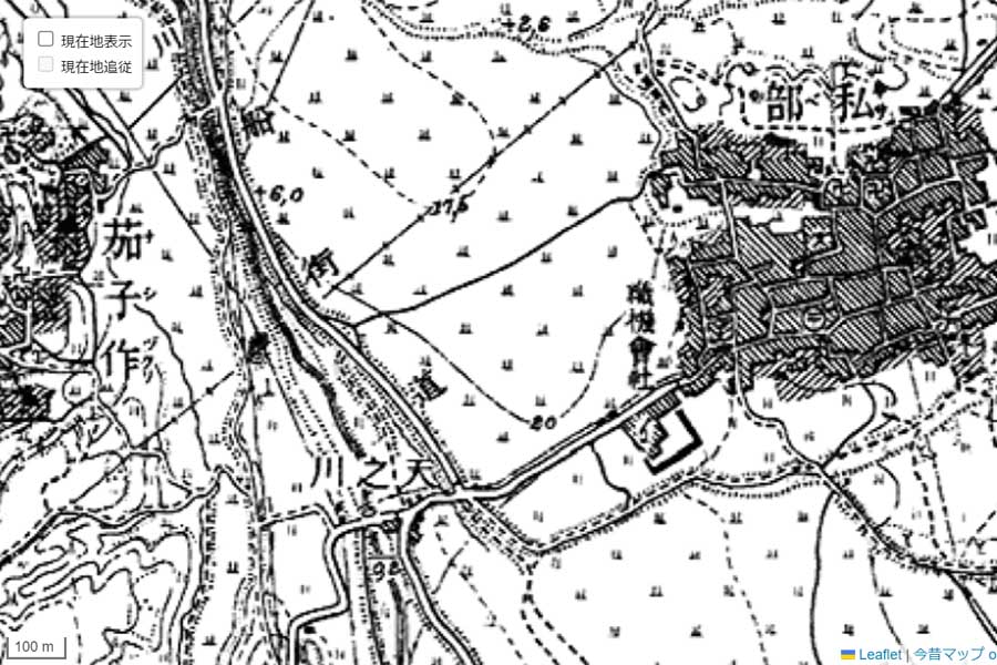 1920年頃の「交野市駅」周辺の地図（画像：国土地理院）