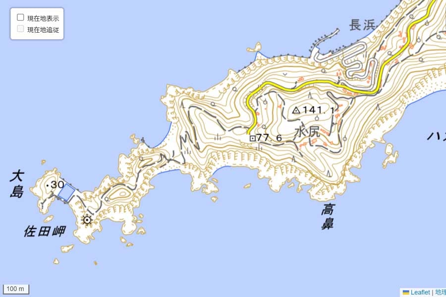 現在の「佐田岬半島」周辺の地図（画像：国土地理院）