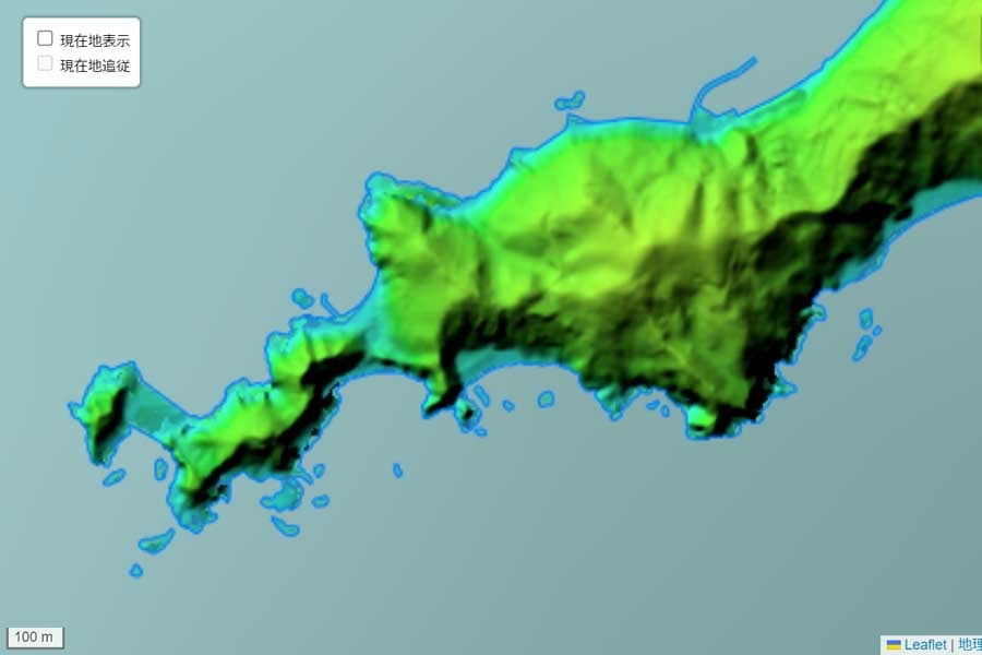 現在の「佐田岬半島」周辺の地形（画像：国土地理院）