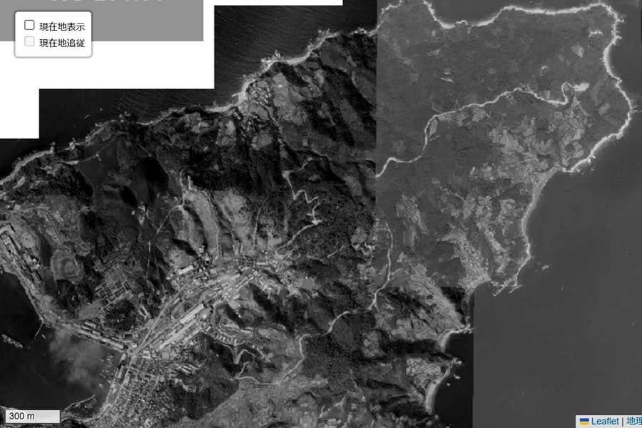 1963年頃に撮影された「佐賀関半島」周辺の航空写真（画像：国土地理院）