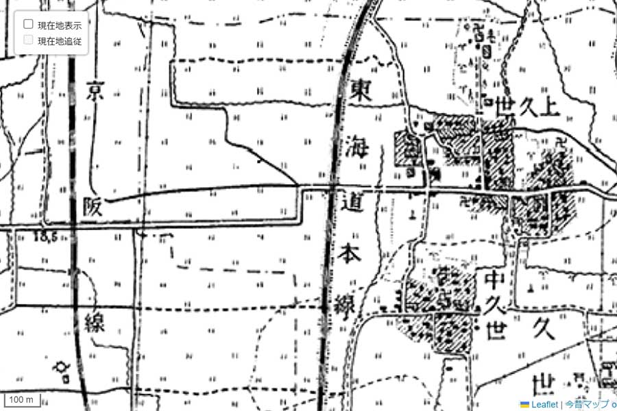 1930年頃の「JR桂川駅」周辺の地図（画像：国土地理院）