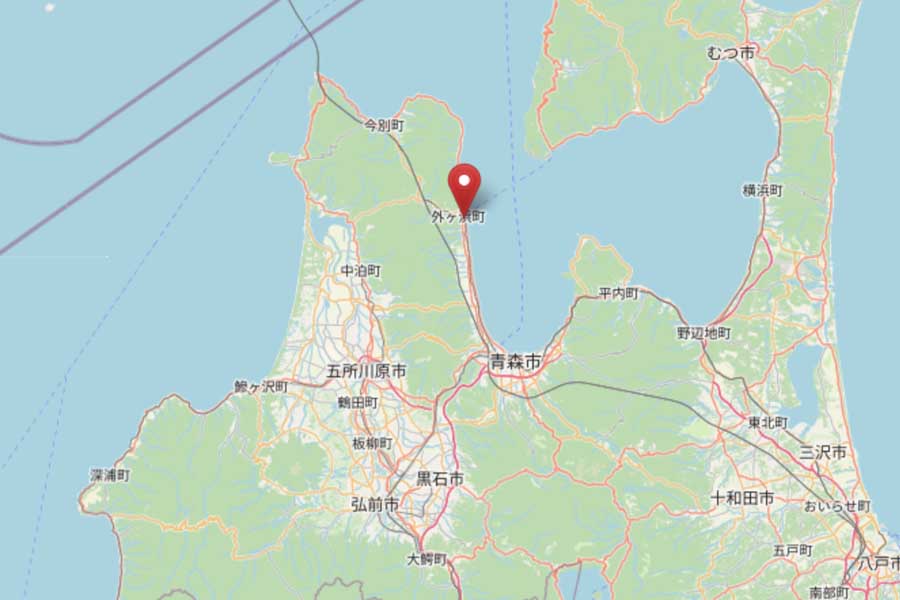 「蟹田駅」の位置（画像：OpenStreetMap）