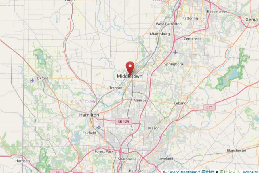 オハイオ州ミドルタウン（画像：OpenStreetMap）