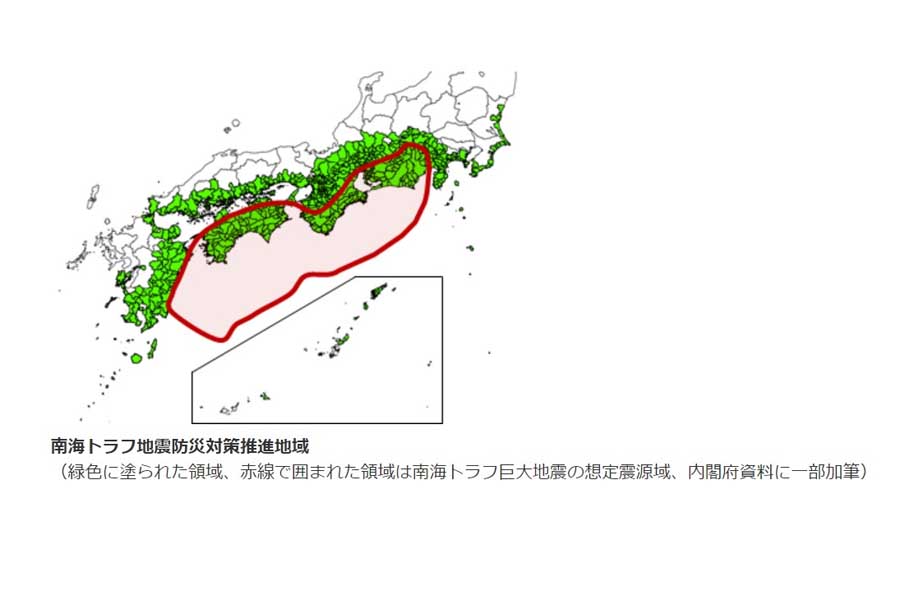 南海トラフ地震防災対策推進地域（画像：気象庁）