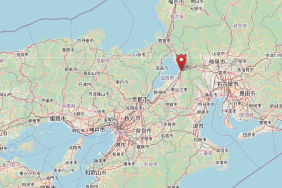 米原駅の位置（画像：OpenStreetMap）