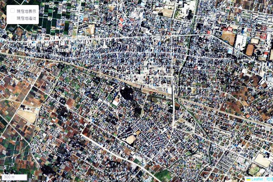 1985年頃の深谷駅周辺の航空写真（画像：国土地理院）