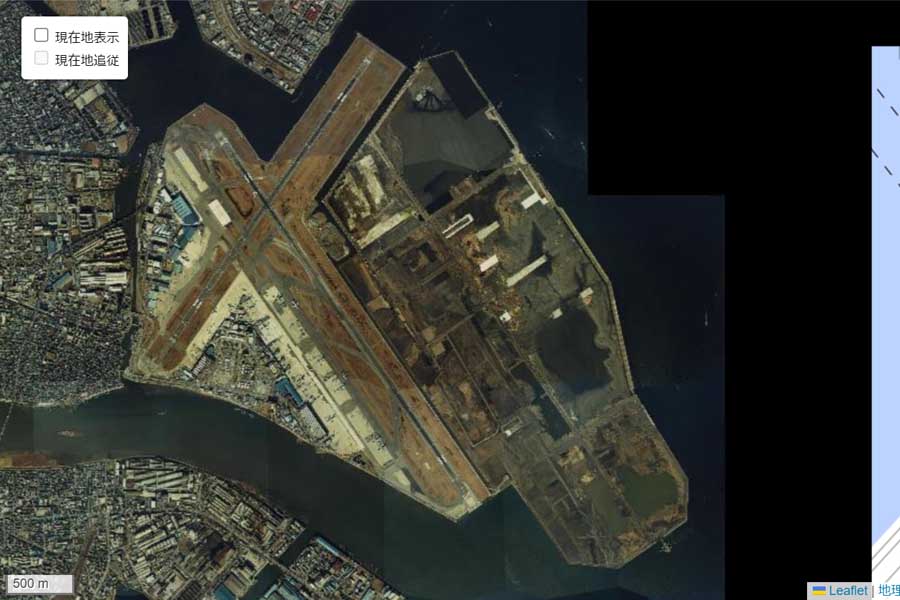 1985年頃の「羽田空港」周辺の航空写真（画像：国土地理院）