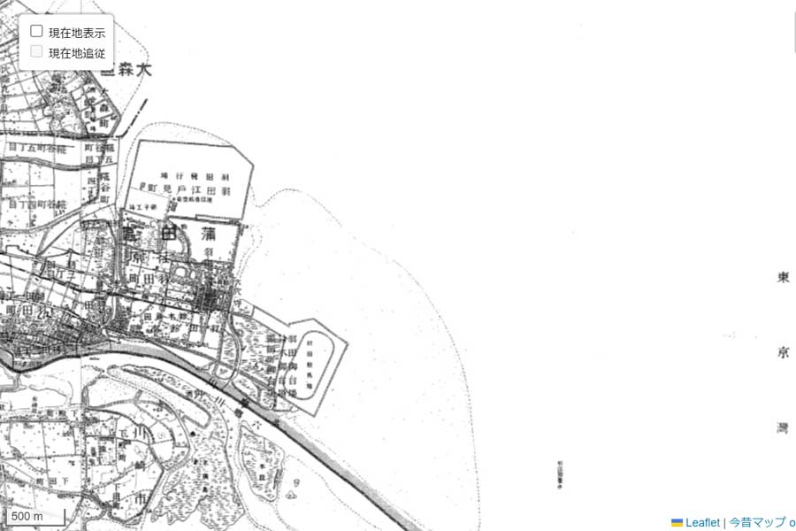 1930年頃の「羽田空港」周辺の地図（画像：国土地理院）