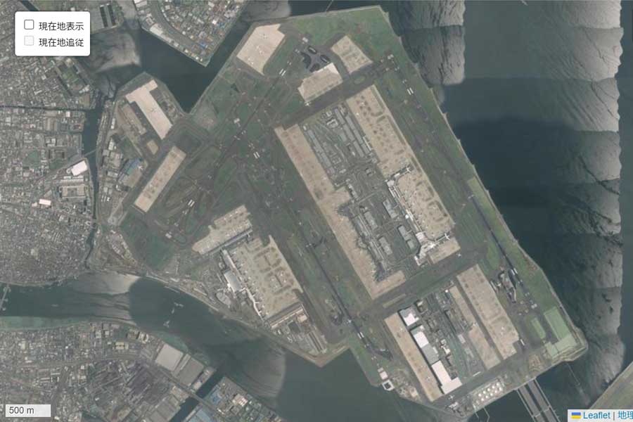 現在の「羽田空港」周辺の航空写真（画像：国土地理院）