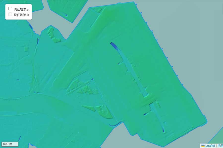 現在の「羽田空港」周辺の地形（画像：国土地理院）