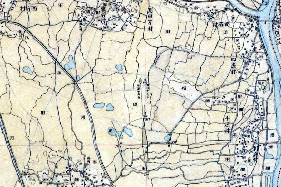 明治初期の「越谷レイクタウン」周辺の地図（画像：国土地理院）