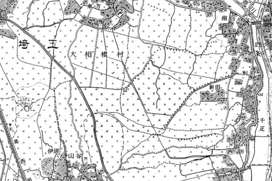 1950年頃の「越谷レイクタウン」周辺の地図（画像：国土地理院）