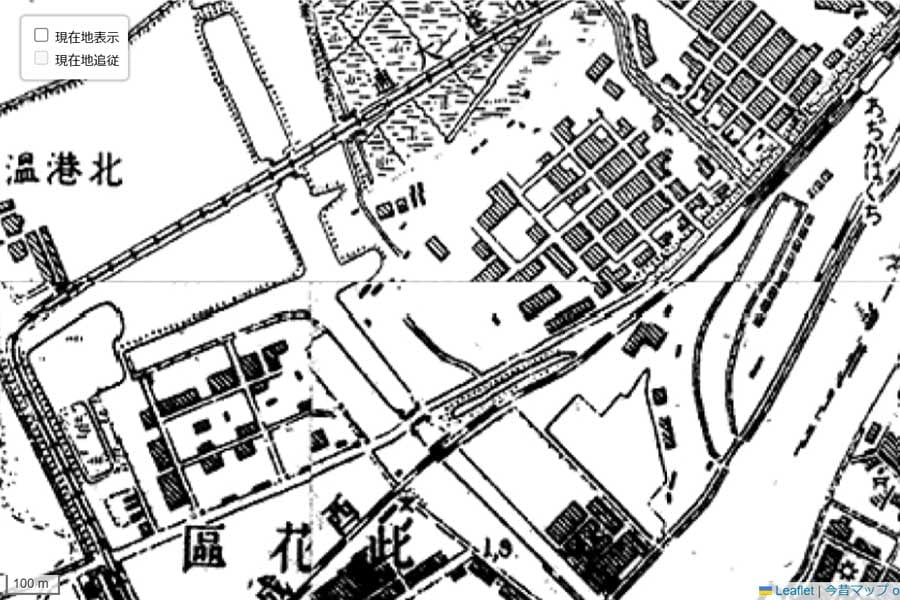 1933年発行の「ユニバーサルシティ駅」周辺の地図（画像：国土地理院）