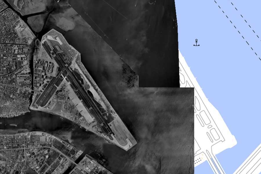 1963年頃の「羽田空港」周辺の航空写真（画像：国土地理院）