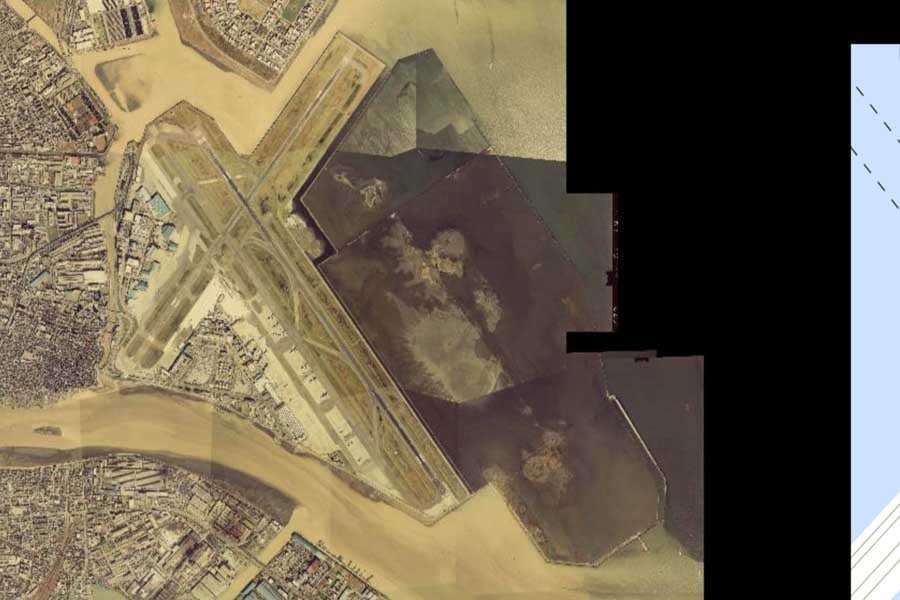 1980年頃の「羽田空港」周辺の航空写真（画像：国土地理院）