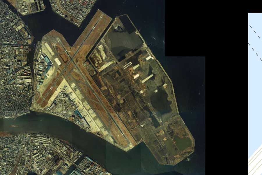 1985年頃の「羽田空港」周辺の航空写真（画像：国土地理院）