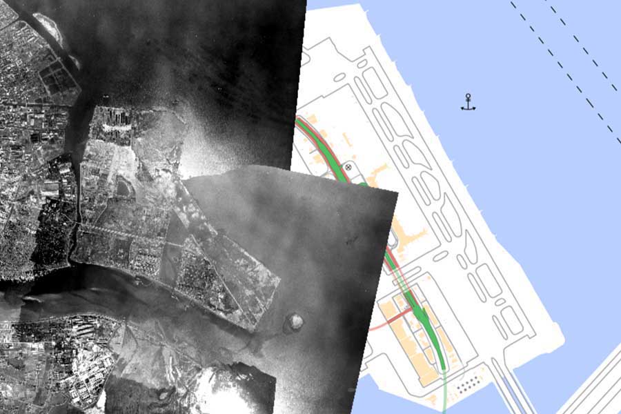 1947年頃の「羽田空港」周辺の航空写真（画像：国土地理院）