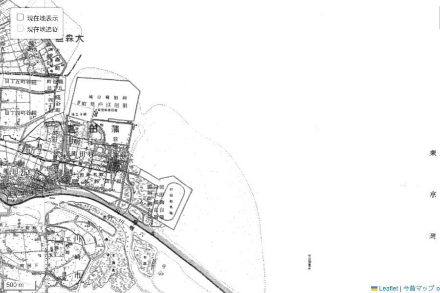 1930年頃の「羽田空港」周辺の地図（画像：国土地理院）