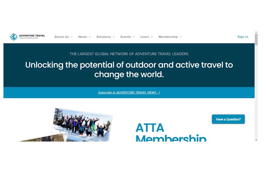Adventure Travel Trade Associationのウェブサイト(画像:Adventure Travel Trade Association)