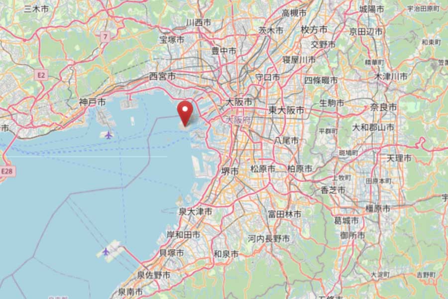 夢洲の位置(画像:OpenStreetMap)