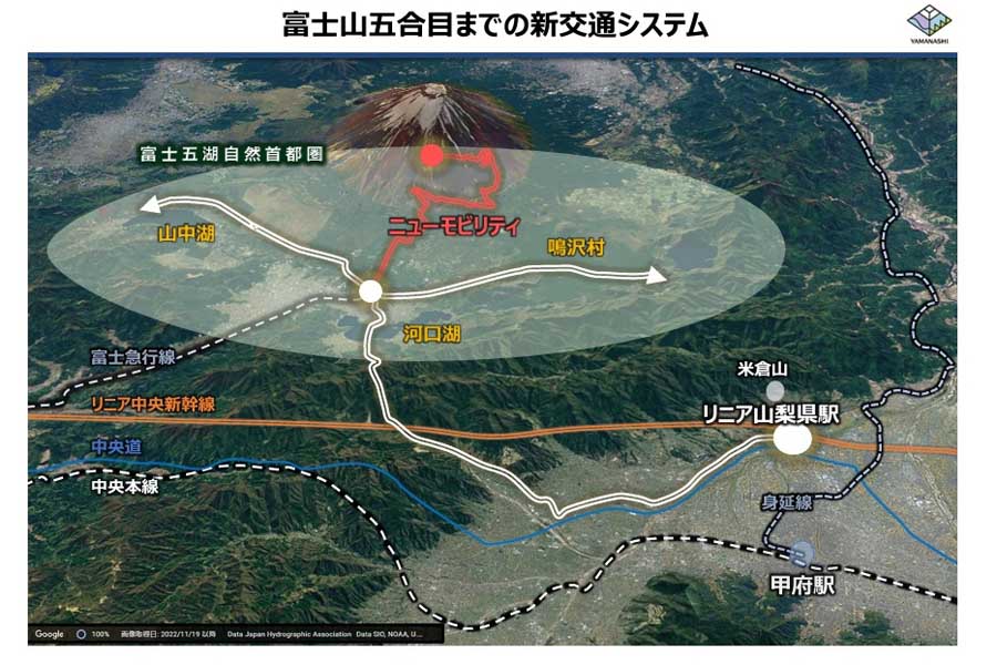 富士山5合目までの新交通システム（画像：山梨県）