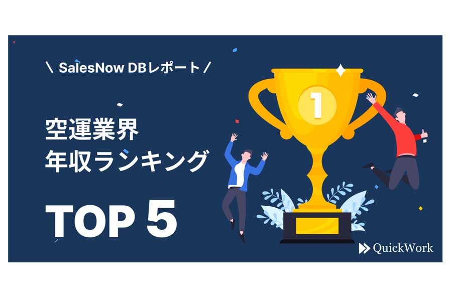 空運業界年収ランキング。調査期間は2022年4月～2023年4月（画像：SalesNow）