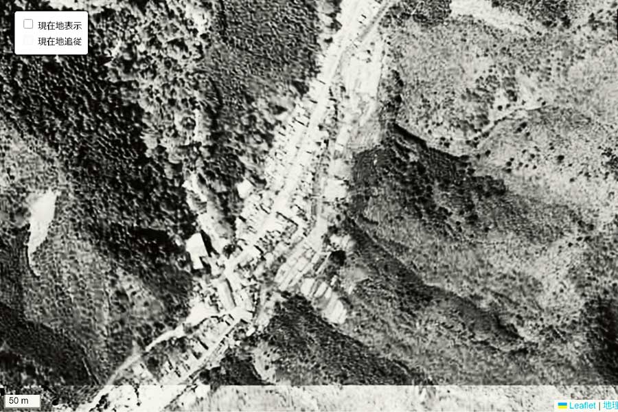 1963年頃の「鞍馬駅」周辺の航空写真（画像：国土地理院）