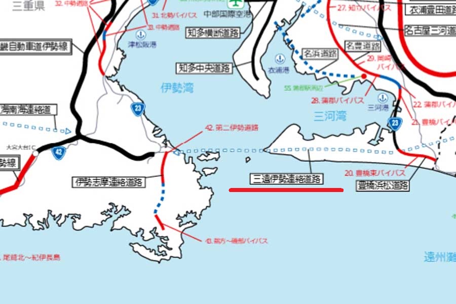 中部地方の主要道路事業案（画像：国土交通省）
