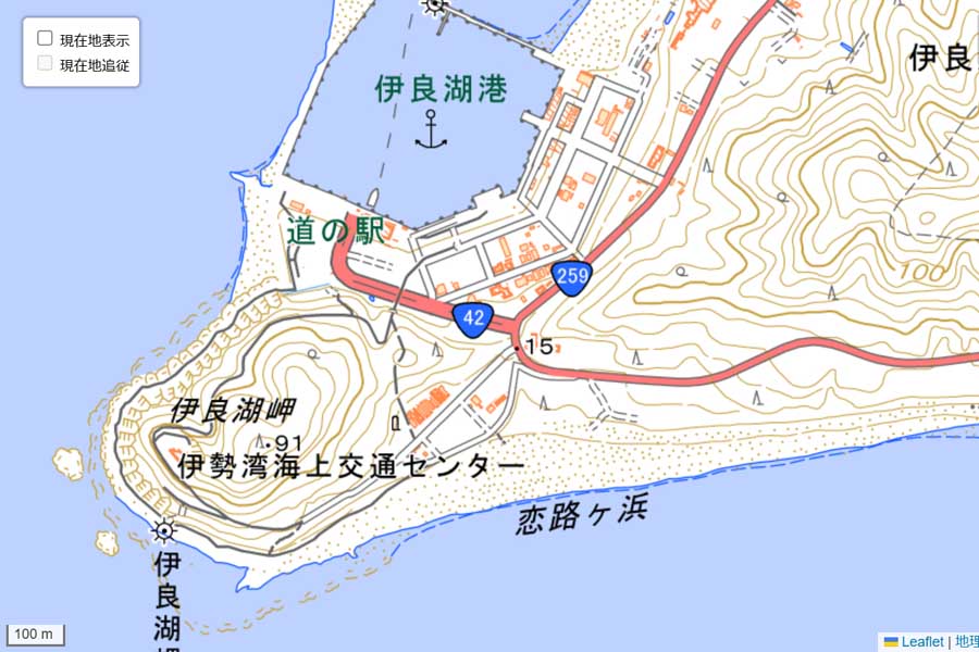 現在の「渥美半島の先端」周辺の地図（画像：国土地理院）