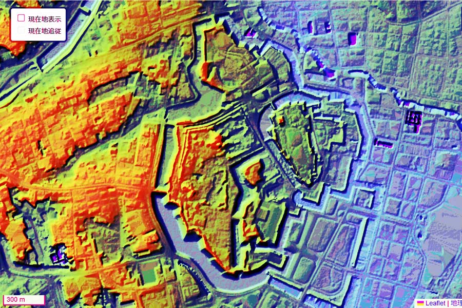 現在の「皇居」周辺の地形（画像：国土地理院）