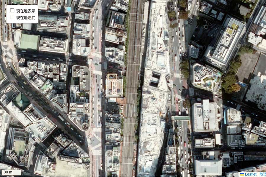 現在の宮下公園周辺の航空写真（画像：国土地理院）