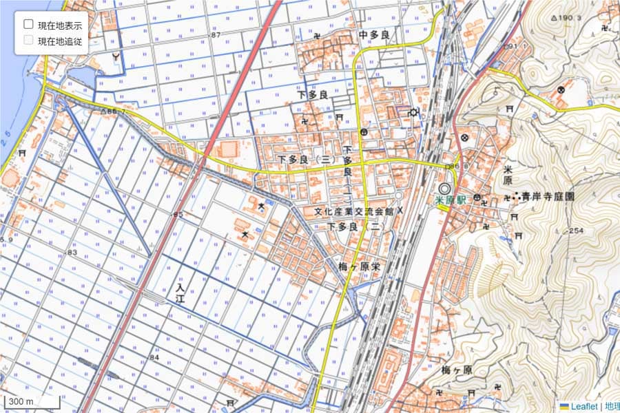 現在の「米原駅」周辺の地図（画像：国土地理院）