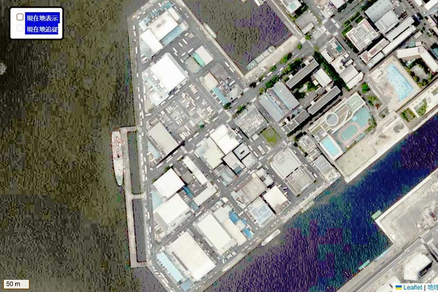 現在の豊海町の航空写真（画像：国土地理院）