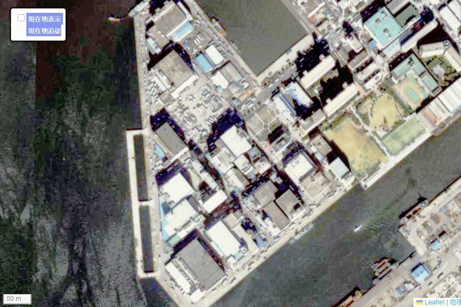 1990年頃の豊海町の航空写真（画像：国土地理院）