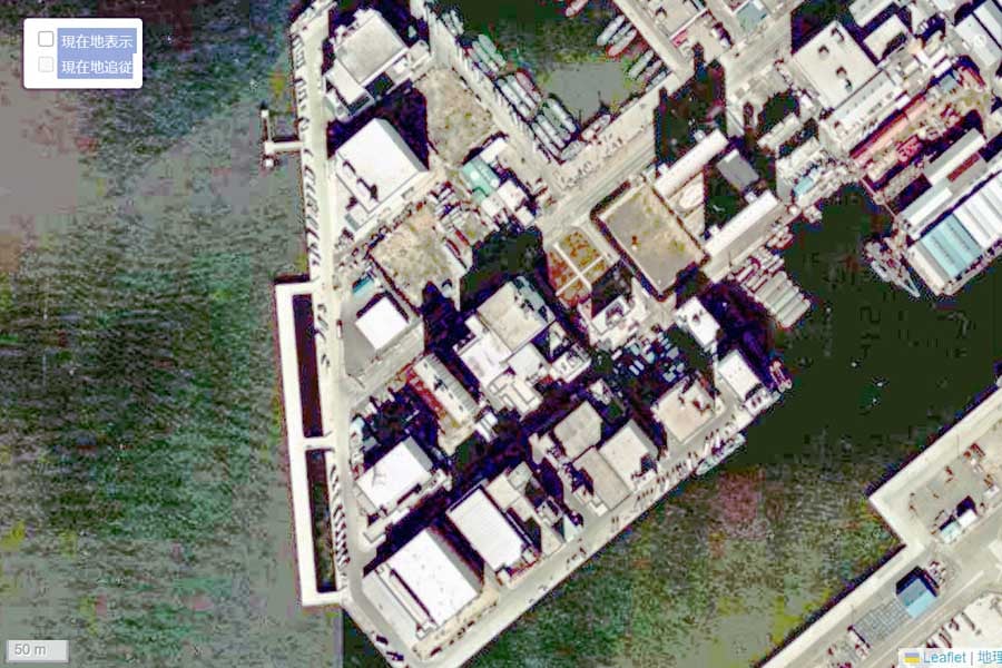 1975年頃の豊海町の航空写真（画像：国土地理院）