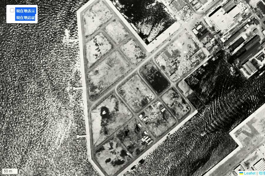 1963年頃の豊海町の航空写真（画像：国土地理院）