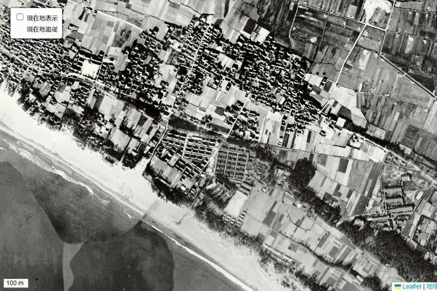 1963年頃の西ノ庄駅周辺の航空写真（画像：国土地理院）