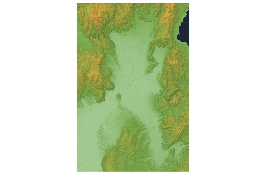 琵琶湖の約8割に達する大量の水があるといわれる京都盆地（画像：Batholith）