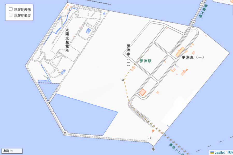 現在の「夢洲」周辺の地図（画像：国土地理院）