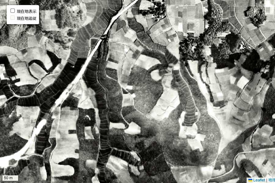 1947年頃の「東京料金所」周辺の航空写真（画像：国土地理院）