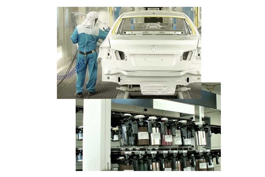 BMWジャパンでは2001年に新車整備ラインに水性塗料を導入し、2007年からはColor Systemという純正の補修用水性塗料を導入（画像：BMWジャパン）
