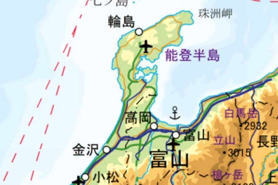 能登半島（画像：国土地理院）