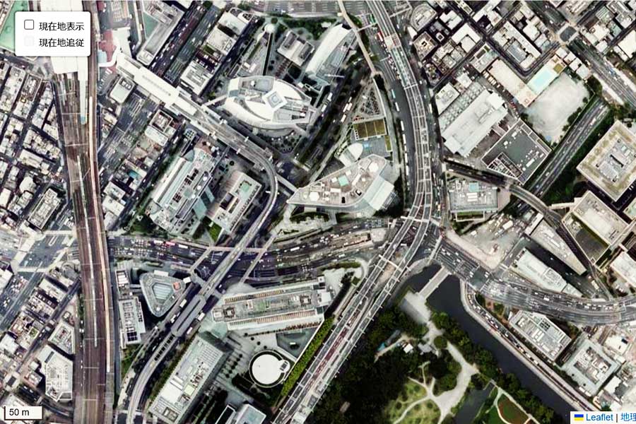 現在の「汐留エリア」周辺の航空写真（画像：国土地理院）