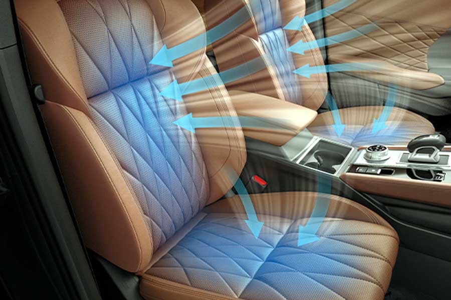 シートの熱こもりを抑え、冷涼感をもたらすシートベンチレーション（画像：三菱自動車）