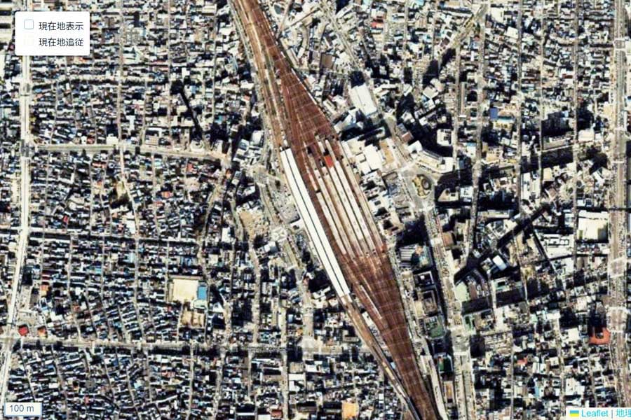1980年頃に撮影された「名古屋駅」周辺の航空写真（画像：国土地理院）