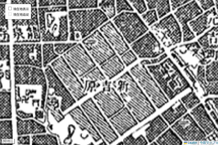 1920（大正9）年頃の「吉原」周辺の地図（画像：国土地理院）